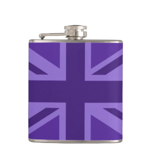 Purple Union Jack Design Hip Flask
