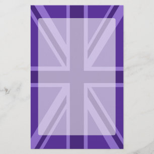 Purple Union Jack Design Stationery