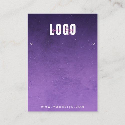 Purple Universe Night Galaxy Logo Earrings Display Business Card