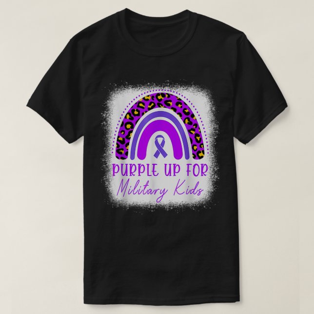 Purple Up for Kids Military Child Month Bleached R T-Shirt (Design Front)