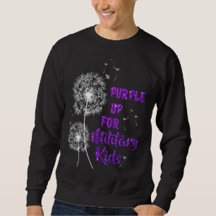 Purple Up For Military Child Kids Dandelion Sweatshirt