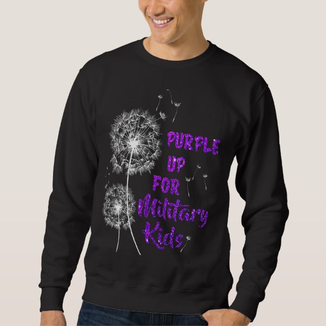 Purple Up For Military Child Kids Dandelion Sweatshirt (Front)