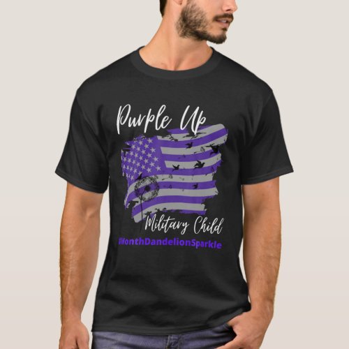 Purple Up For Military Child Month Dandelion Spark T_Shirt