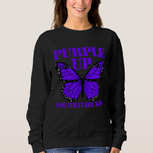 Purple Up For Military Kids Butterfly Girls Purple Sweatshirt