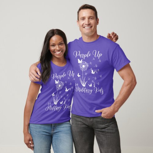 Purple Up For Military Kids Child Month Dandelion T_Shirt