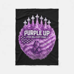 Purple up for military kids child support usa flag fleece blanket