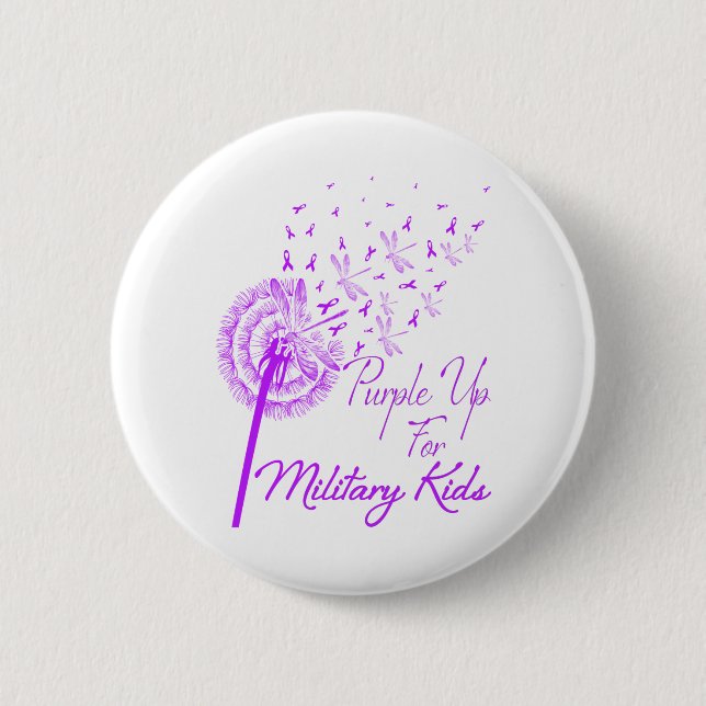 Purple up for Military Kids Dandelion - Month Button (Front)