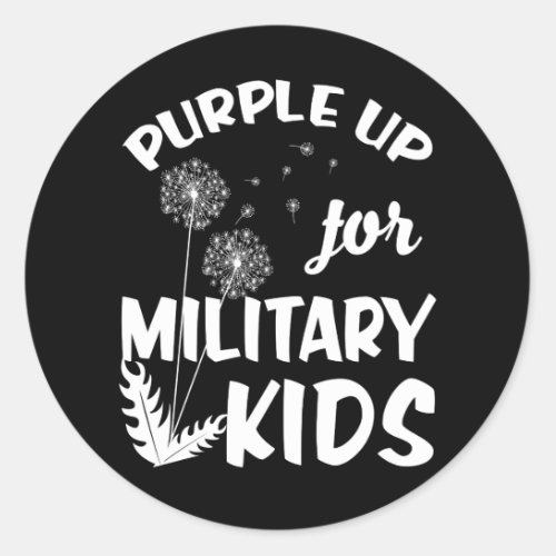 Purple Up for Military Kids Dandelion Month Classic Round Sticker