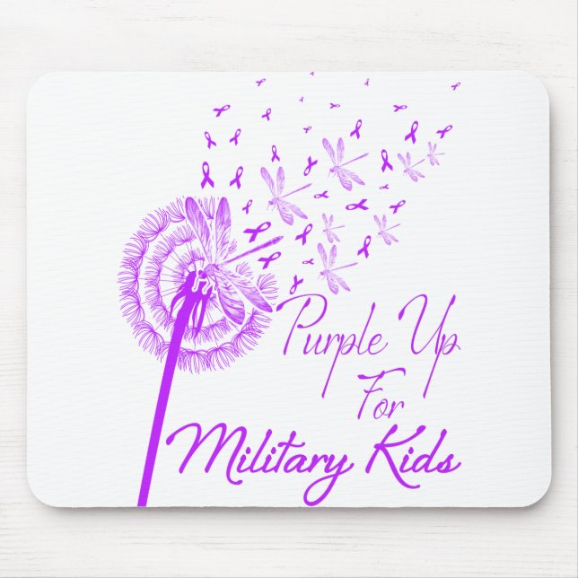 Purple up for Military Kids Dandelion - Month Mouse Pad (Front)