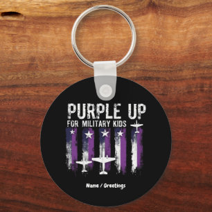 Purple Up For Military Kids Flag Show Your Support Keychain