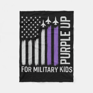 Purple Up For Military Kids Flag Usa Military Chil Fleece Blanket