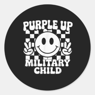 Purple Up For Military Kids Groovy Military Child Classic Round Sticker