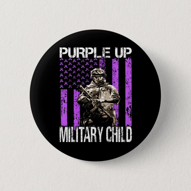 Purple Up for Military Kids Military Child T-Shirt Button (Front)