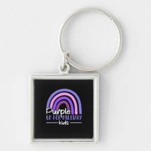 Purple up for military kids Rainbow Military child Keychain