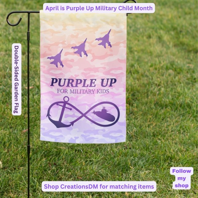 Purple Up for Military Kids Submarine & Jets Garden Flag (Creator Uploaded)