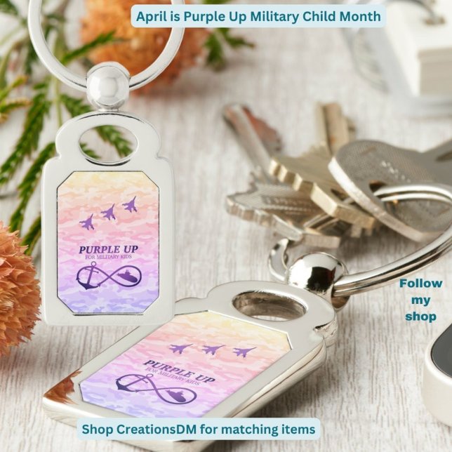 Purple Up for Military Kids Submarine & Jets Keychain (Creator Uploaded)