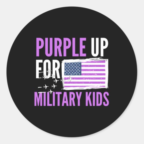 Purple Up For Military Month Military Soldier Dand Classic Round Sticker