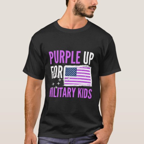 Purple Up For Military Month Military Soldier Dand T_Shirt