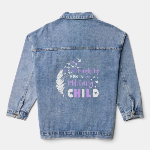 Purple Up In April Feather Birds Month Of The Mili Denim Jacket