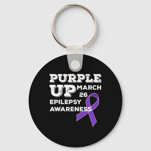 Purple Up March 26 Support Epilepsy Awareness  Keychain (Front)