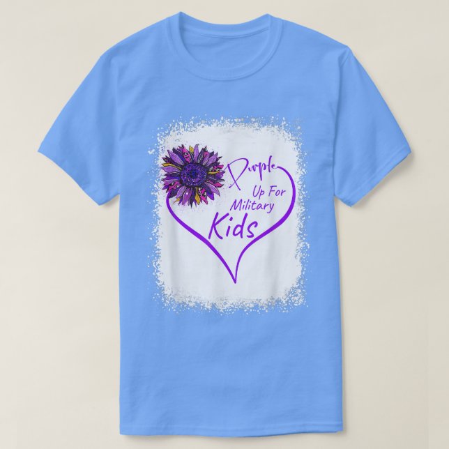 Purple Up Military Child Heart Leopard Sunflower B T-Shirt (Design Front)