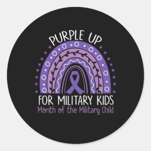 Purple Up Military Child Month Rainbow Ribbon Purp Classic Round Sticker