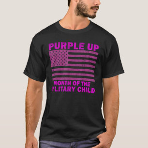 Purple Up Military Child Month Sparkle American Fl T-Shirt