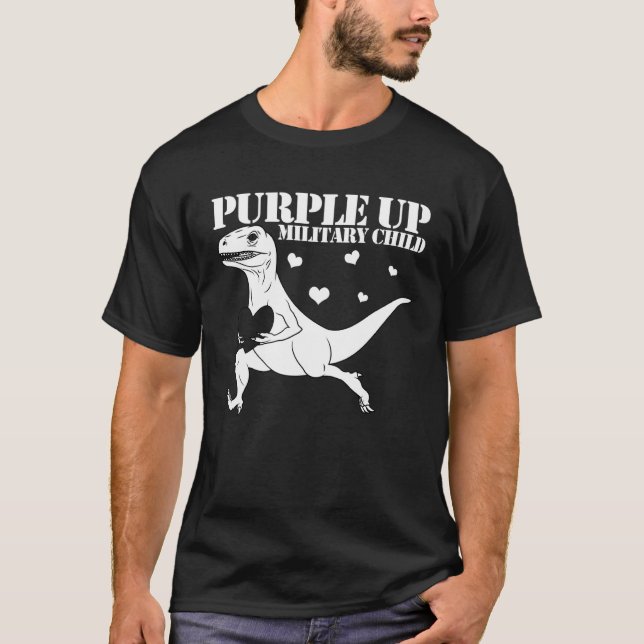 Purple Up Military Child Raptor Dinosaur Boys Purp T-Shirt (Front)