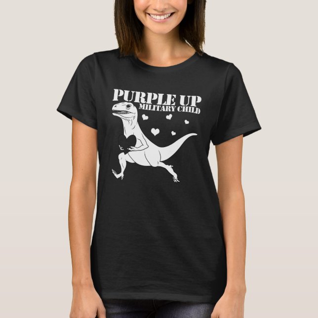 Purple Up Military Child Raptor Dinosaur Boys Purp T-Shirt (Front)