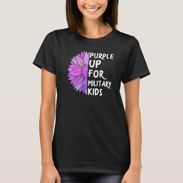 Purple Up Military Child Sunflower Military Brats  T-Shirt (Front)