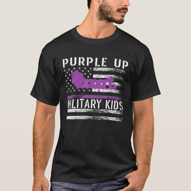 Purple Up Military Kids Helicopter Pilot Military  T-Shirt (Front)