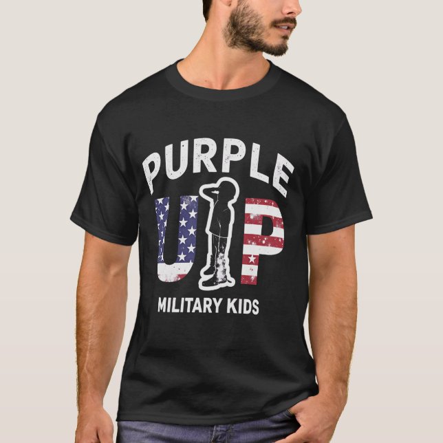 Purple Up Military Kids - Support Military Familie T-Shirt (Front)