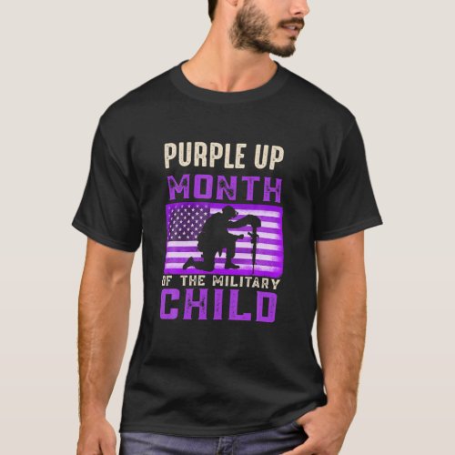 Purple Up Month Of The Military Child American Fla T_Shirt