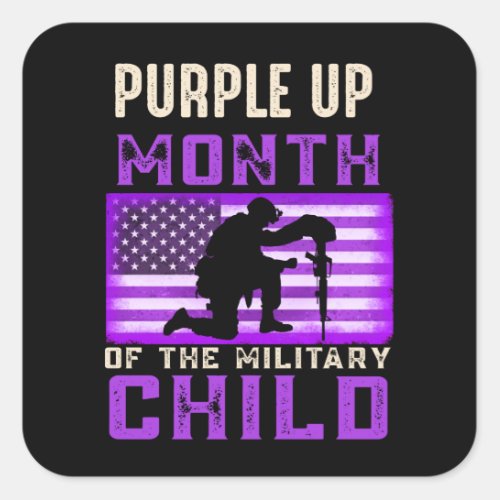 Purple up Month of The Military Child American Square Sticker