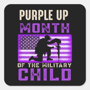Purple up Month of The Military Child American Square Sticker