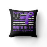 Purple Up Month Of The Military Child Flag Ribbon  Throw Pillow