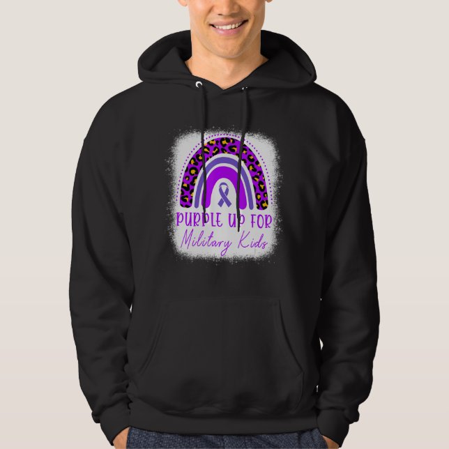 Purple Up S Military Child Month Bleached Rainbow Hoodie (Front)