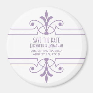 Purple v2 Fancy Ornamental Save the Date Magnet