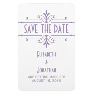 Purple v2 Fancy Ornamental Save the Date Magnet