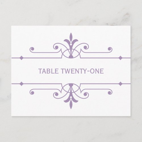 Purple v2 Fancy Ornamental Table Number Postcard