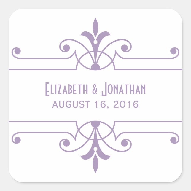 Purple v2 Fancy Ornamental Wedding Stickers (Front)