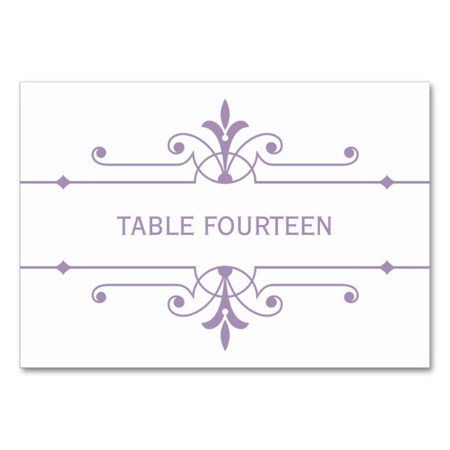Purple v2 Fancy Ornamental Wedding Table Card (Front)
