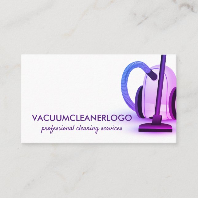 Purple Vacuum cleaner Home Cleaning House Keeper Business Card (Front)