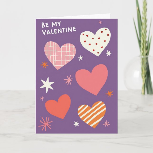 Purple Valentine Hearts Card (Front)