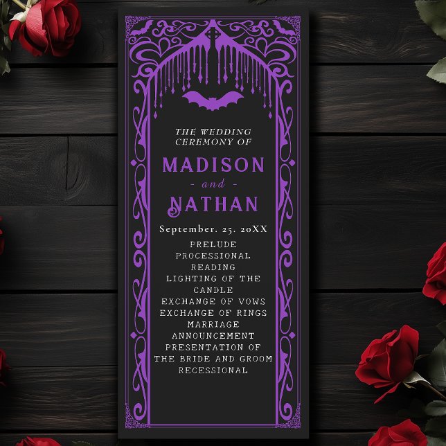 Purple Vampire Cathedral Gothic Wedding Program (Creator Uploaded)