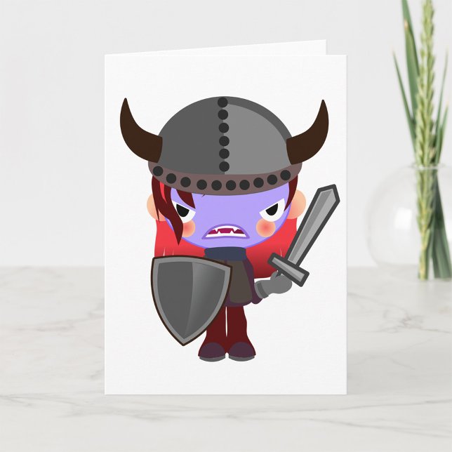 Purple Vampire Viking Greeting Cards (Creator Uploaded)