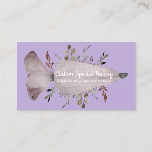 Purple Vanilla Bakery Flowers Cake Pastry Business Card