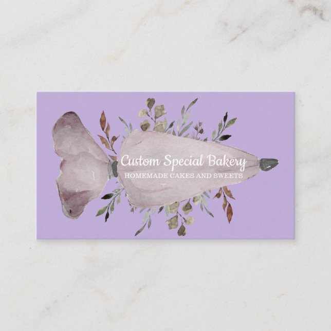 Purple Vanilla Bakery Flowers Cake Pastry Business Card (Front)