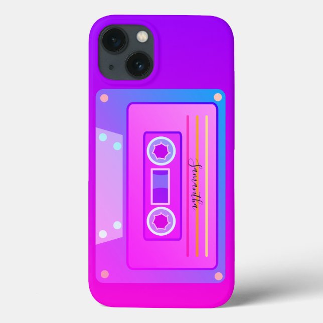 Purple Vaporwave Aesthetic 90s Hot Pink Mixtape Case-Mate iPhone Case (Back)