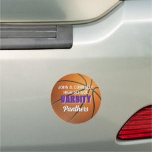 Purple Varsity Basketball Custom High School Car Magnet